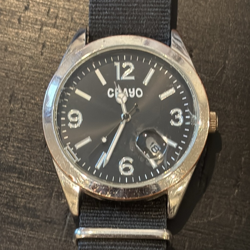 Crayo Men’s Unisex Canvas Strap Watch Working Black Silver​